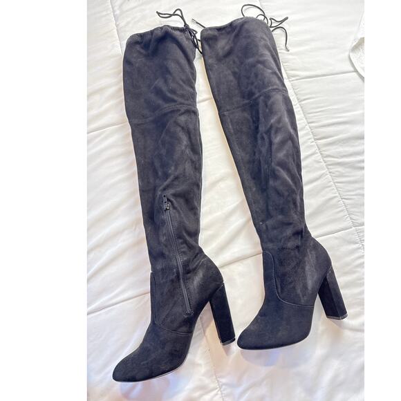 Women’s Black Over the Knee High Heel Boots Size 7 - Picture 2 of 4